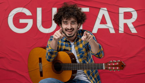 a boy is playing with guitar