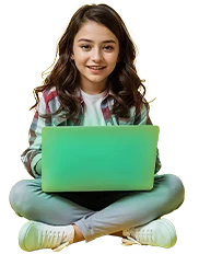 Illustration of a student learning to code online